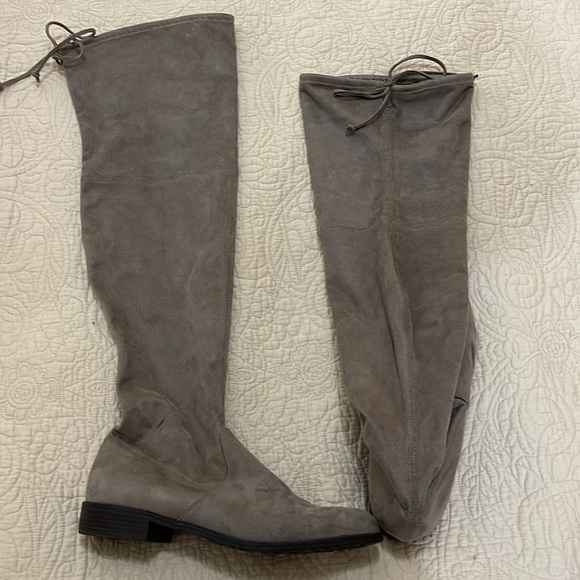 UNISA Over the Knee Taupe Suede Boots - Picture 2 of 3